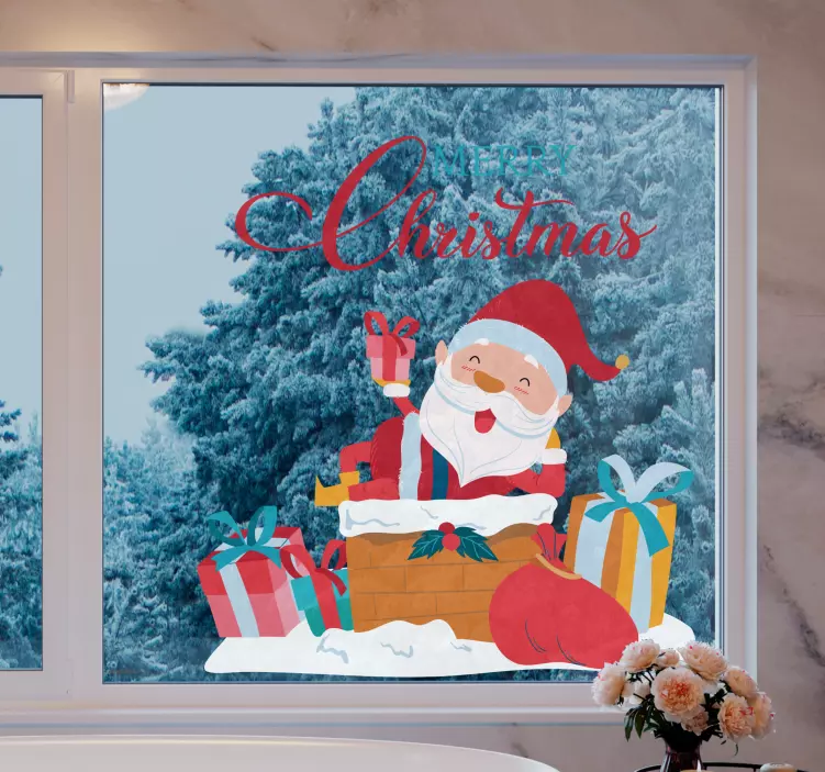 Merry Christmas with Santa Claus window sticker - TenStickers