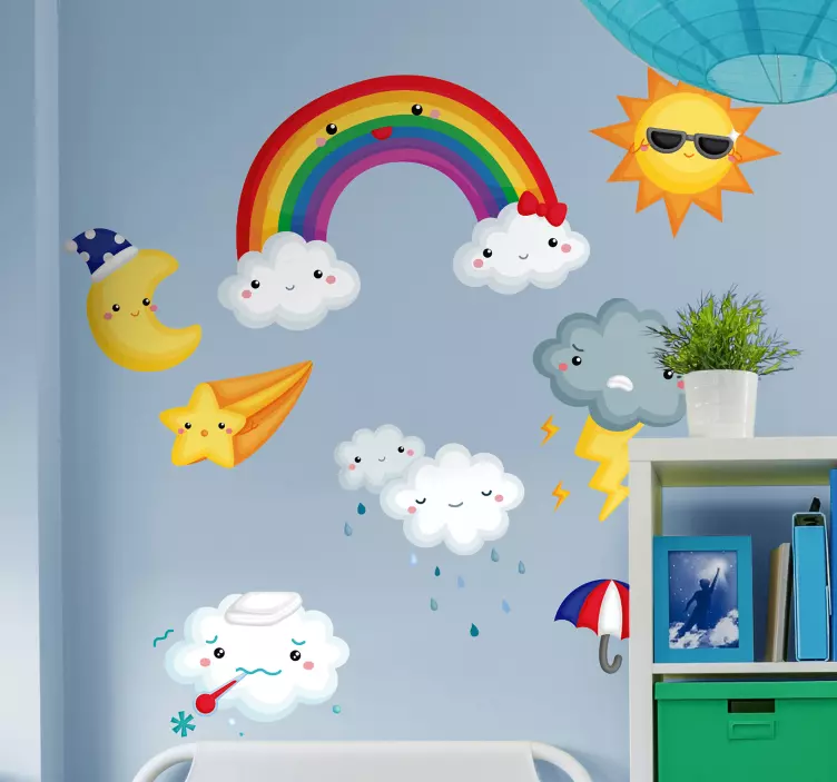 Rainbow wall sticker Weather illustration - TenStickers