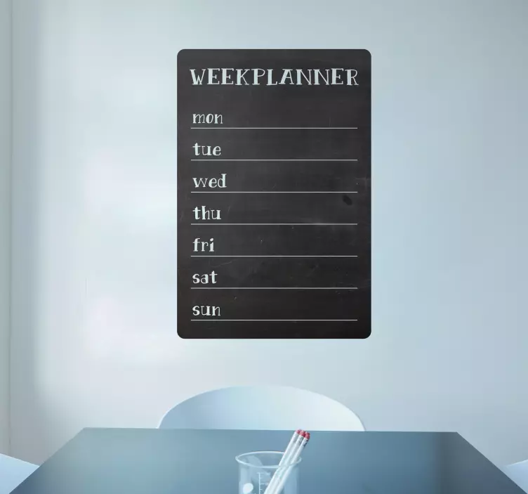 Week planner blackboard write on office wall decal - TenStickers