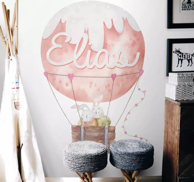 Custom pink air balloon wall sticker for kids - TenStickers