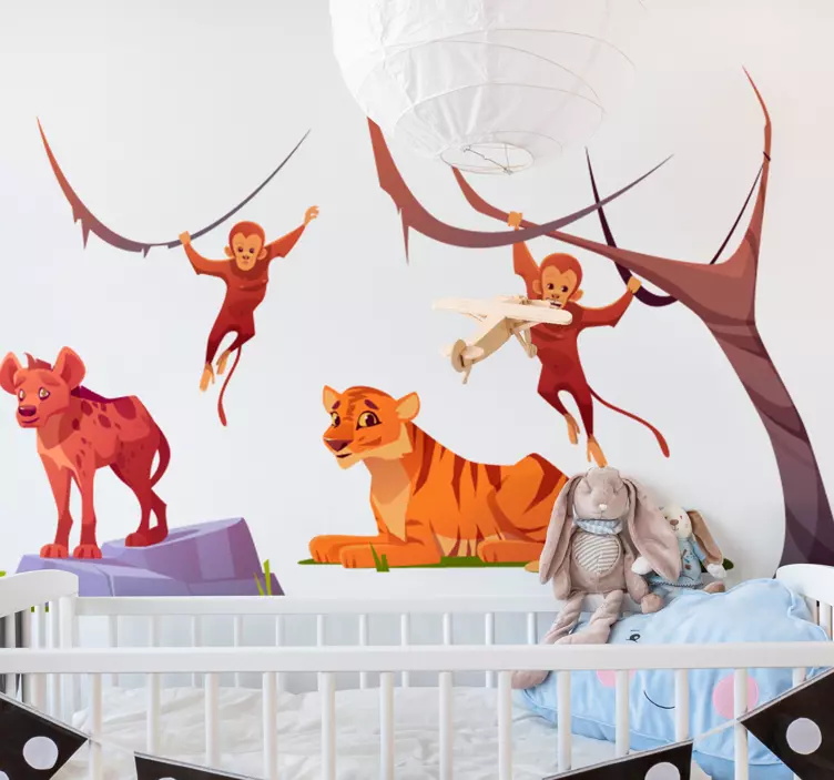 Whimsical jungle landscape wall sticker - TenStickers
