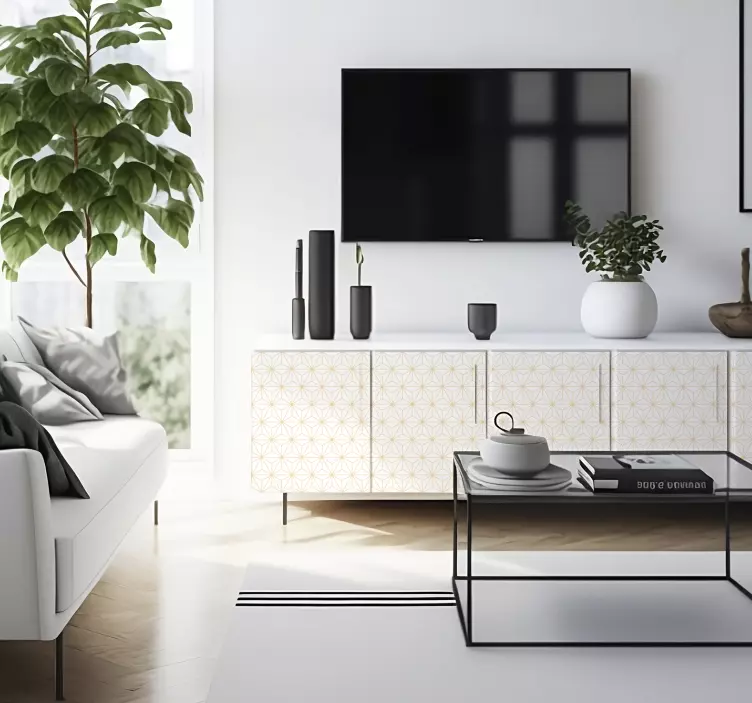 White and gold line sticker - TenStickers