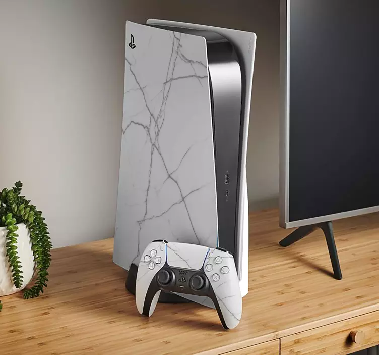 Marble texture white ps5 sticker - TenStickers