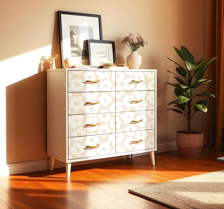 White poppy flower furniture sticker - TenStickers