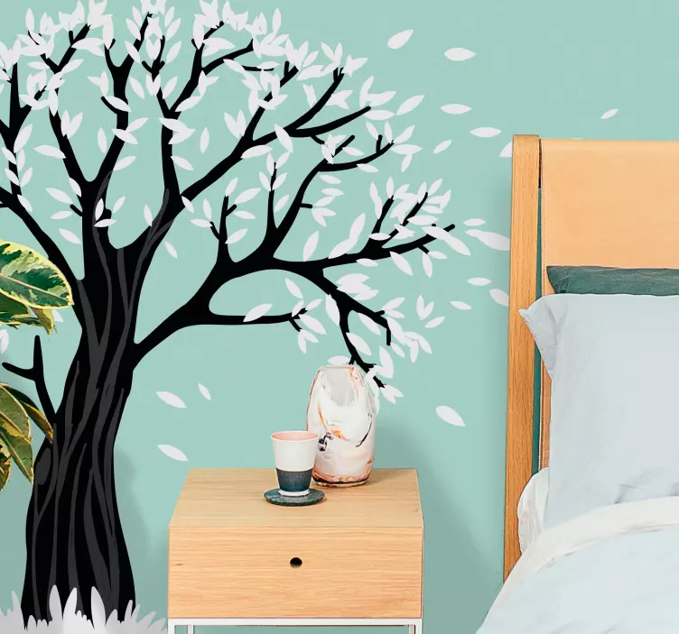 White spring tree wall sticker - TenStickers