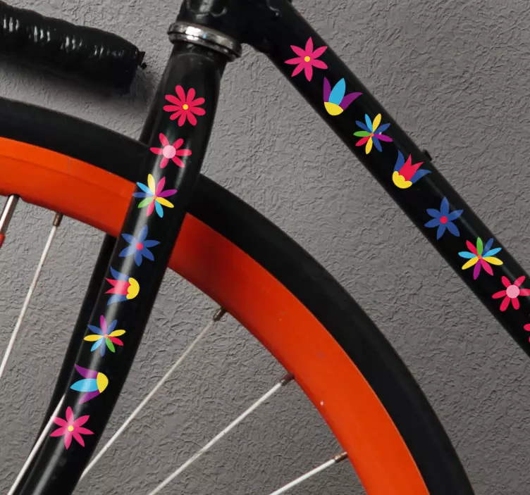 Colourful wild flowers print bike sticker - TenStickers