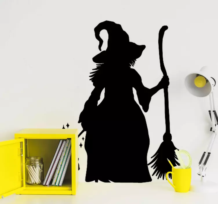 Witch with Broom wall sticker for kids - TenStickers