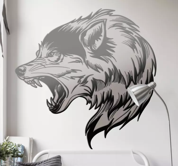 Wolf head elegant shape wild animal decal - TenStickers