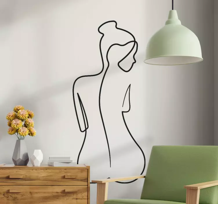 Woman elegant line art style people sticker - TenStickers