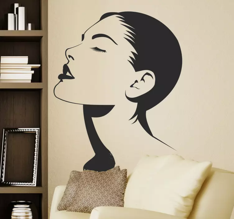 Woman With Closed Eyes Sticker - TenStickers