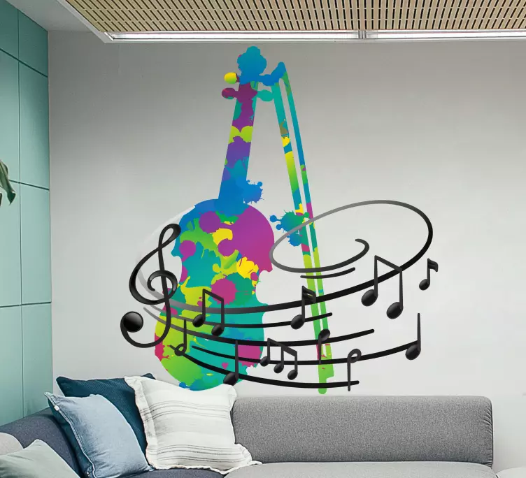 Wonderful violin design music wall sticker - TenStickers
