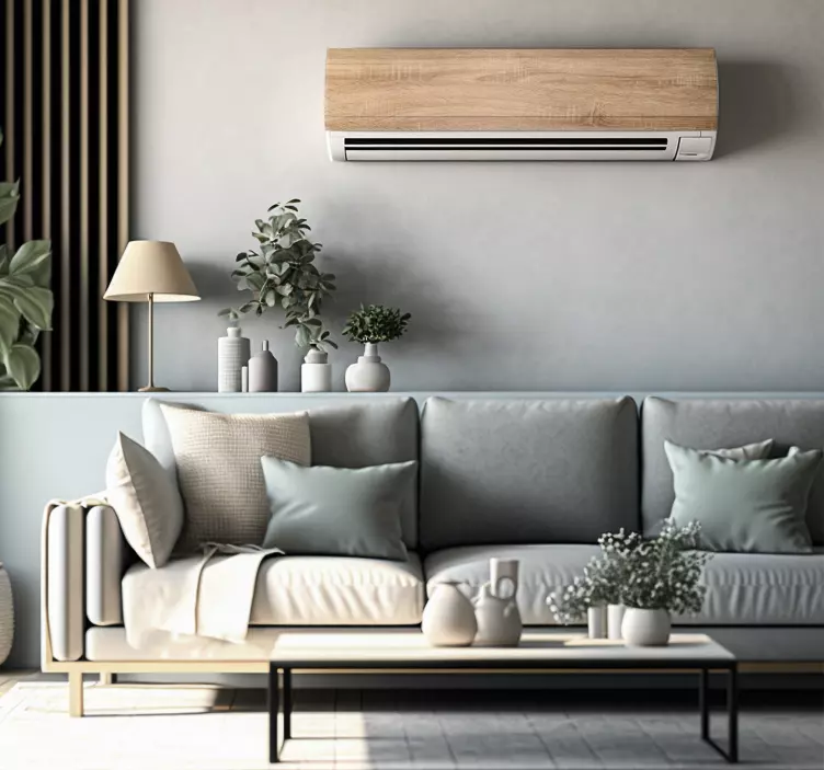 Wood texture air conditioner sticker - TenStickers