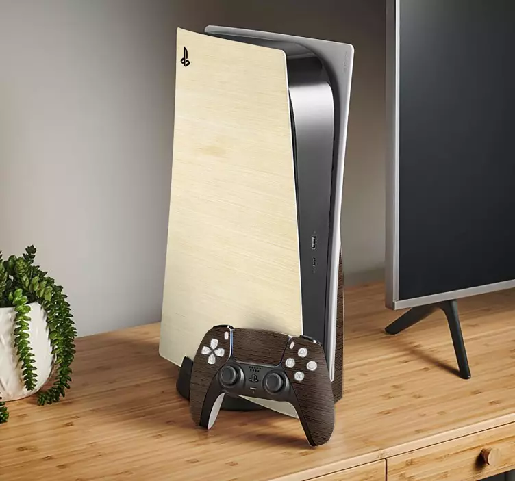 Wood texture effect ps5 sticker - TenStickers