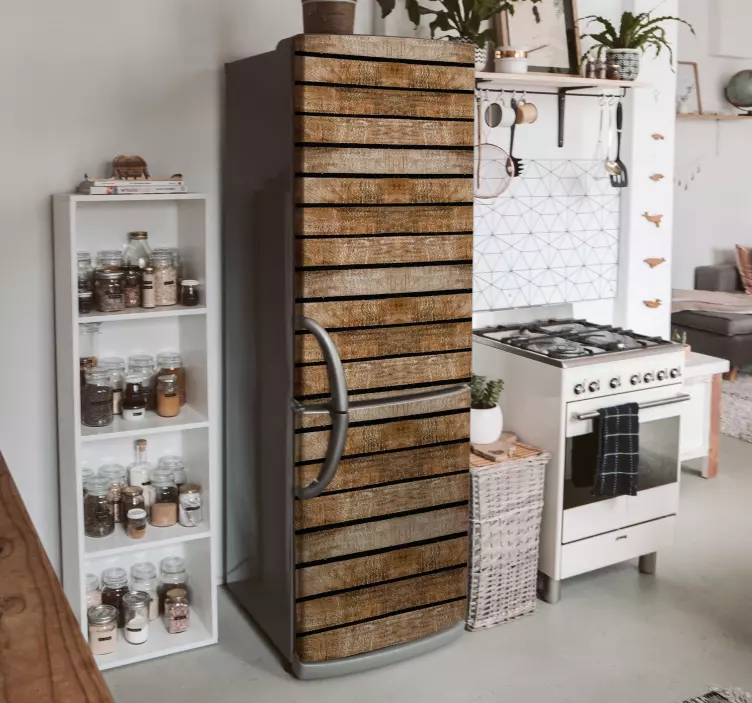 Wooden pallet fridge sticker - TenStickers