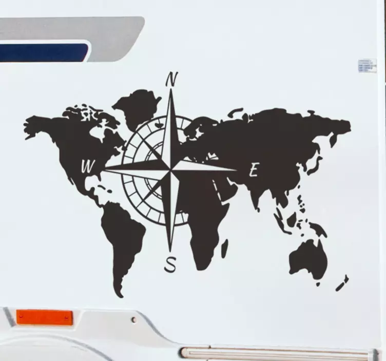 World map and compass campervan decal - TenStickers