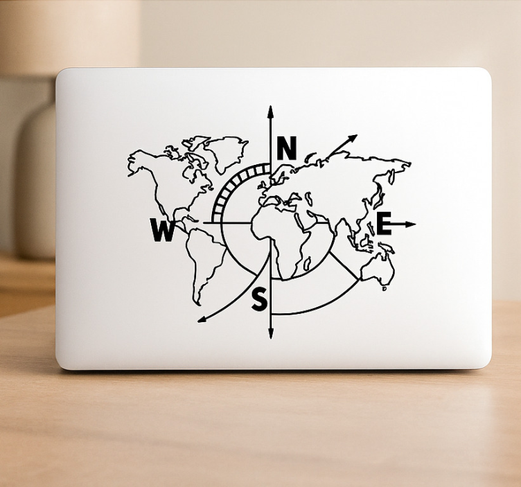 World map compass Touchpad sticker - TenStickers