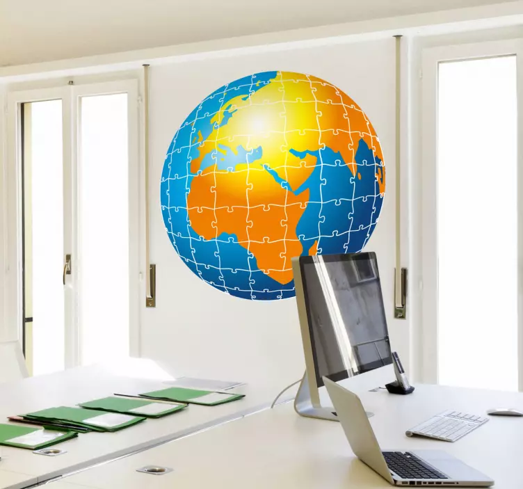 World map puzzle office wall sticker - TenStickers