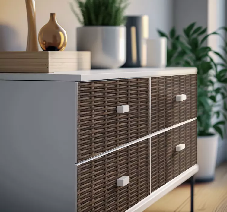 Woven Rattan Look Furniture Sticker - TenStickers