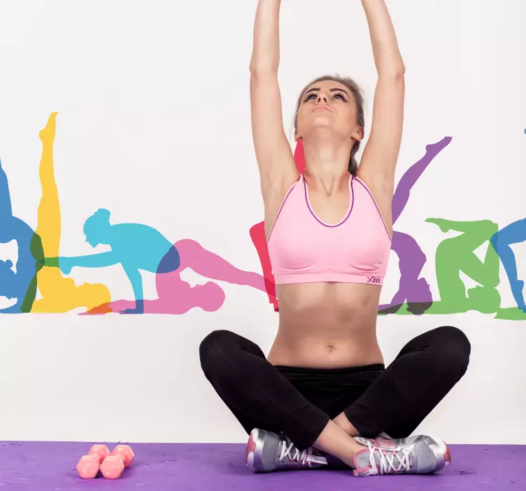 Yoga Positions Living Room Wall Border Decal - TenStickers