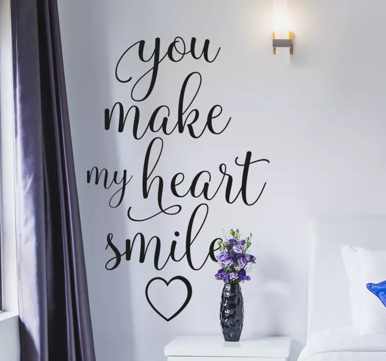 You Make My Heart Smile quote wall sticker - TenStickers