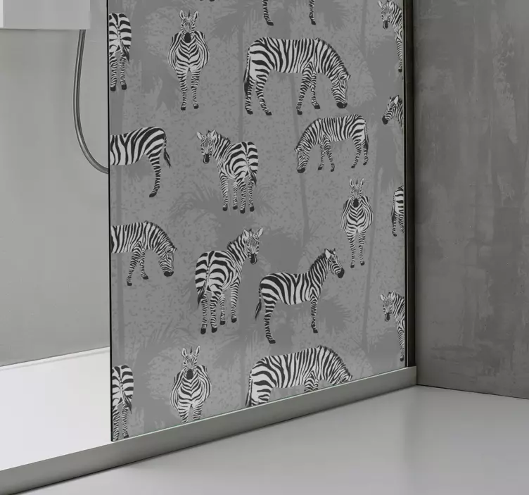 Zebra and palms shower screen sticker - TenStickers