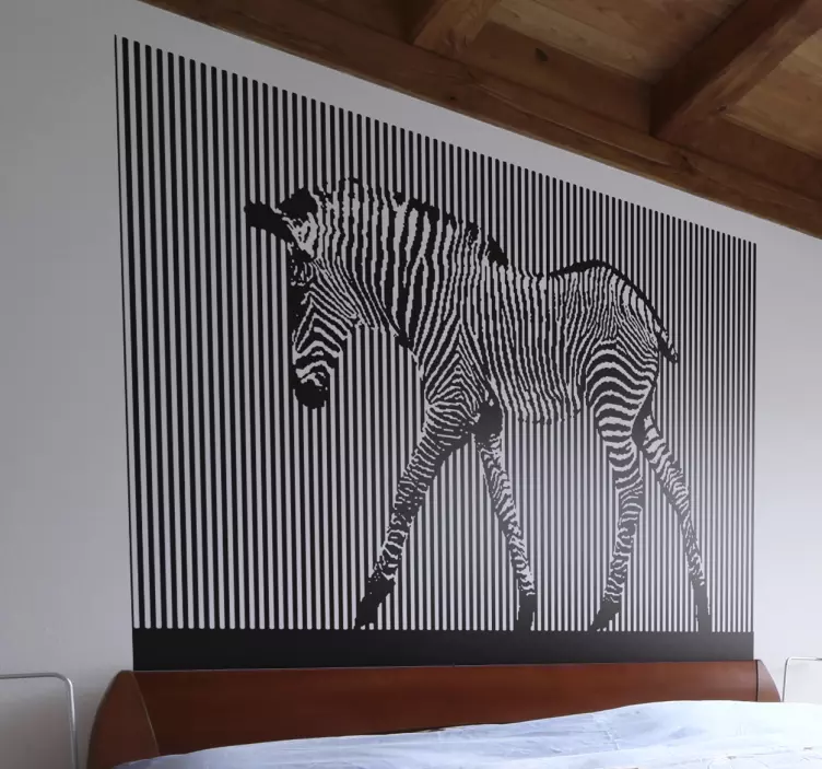 Zebra Pixel Lines Wall Mural - TenStickers