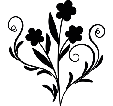 elegant flower silhouette furniture sticker - TenStickers