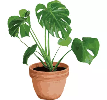 Pot with monstera decorative plant wall sticker - TenStickers