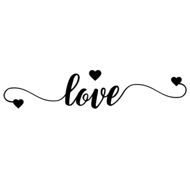 Love lettering with heart headboard wall sticker - TenStickers