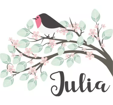 Children´s personalised tree and bird wall sticker - TenStickers