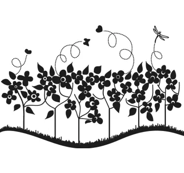 Monochrome Summer Flowers Wall Sticker - TenStickers
