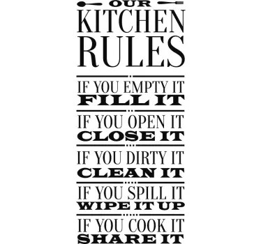 Basic rules text kitchen wall sticker - TenStickers