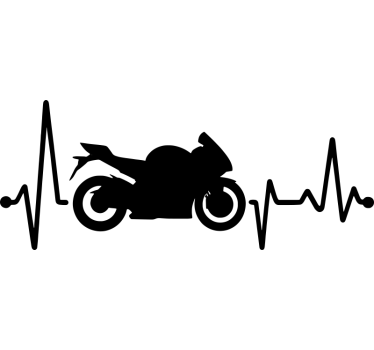 Motorbike sticker monochrome heartbeat - TenStickers