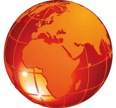Orange color earth world map wall sticker - TenStickers
