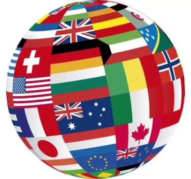 Multi-coloured world flags wall sticker for bedroom - TenStickers