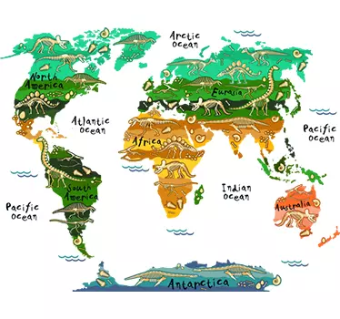 Dinosaur world map wall sticker - TenStickers
