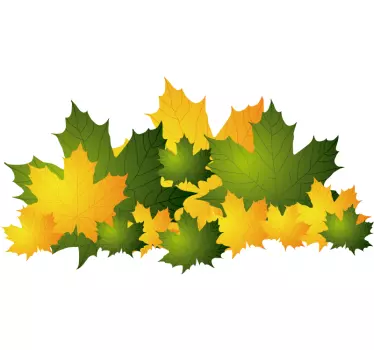 Yellow & Green Autum Leaves Sticker - TenStickers