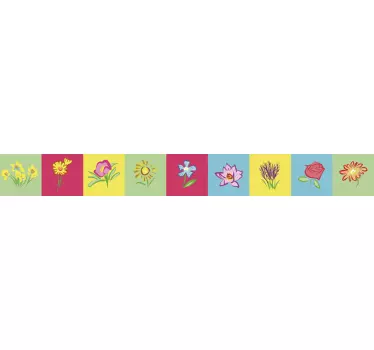 Multi-color flower patten kitchen tile sticker - TenStickers