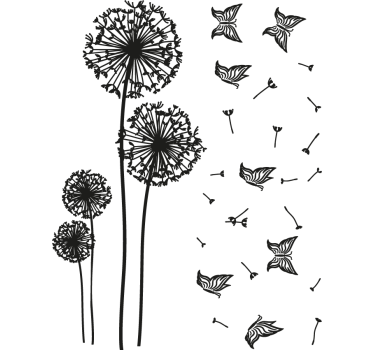 Dandelion and butterfly wall sticker for bedroom - TenStickers