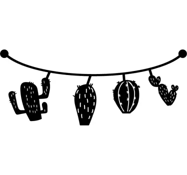 Cactus Pattern Bunting Wall Sticker - TenStickers