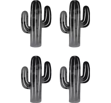 Black and White Cactus Stickers - TenStickers