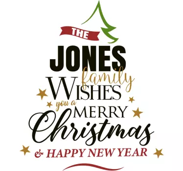 Customisable Family Christmas Tree Sticker - TenStickers
