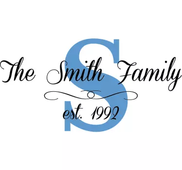 Customisable family name date living room wall sticker - TenStickers