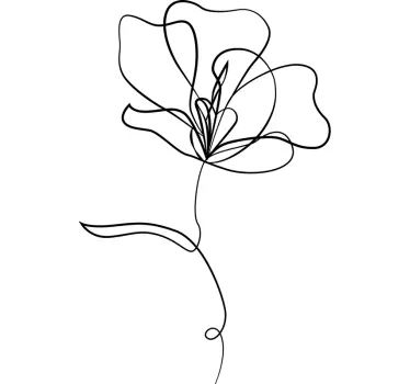 Minimalist drawn flower wall sticker for bedroom - TenStickers