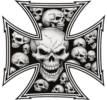 Motorbike sticker iron cross skulls - TenStickers