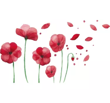 Wall stickers bedroom poppy flowers - TenStickers
