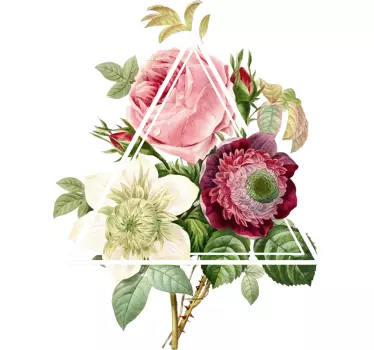 Flowers with Triangle Wall Mural Sticker - TenStickers