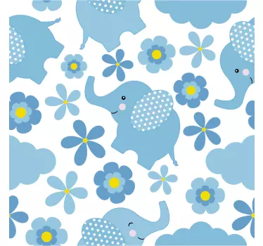 Floral elephant pattern furniture sticker - TenStickers