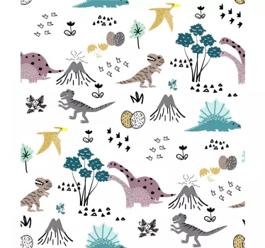 Childish dinosaur pattern furniture decal - TenStickers