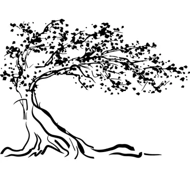 Wind blowing tree wall sticker - TenStickers